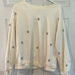 Remi James Size Large Embellished Cream  Sweatshirt